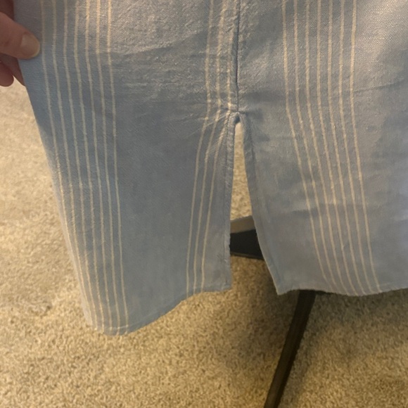 Light Blue with White Striped Ruffle Sleeve Button Front Dress LNWOT - Picture 8 of 14